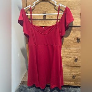 Red cold shoulder dress